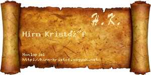Hirn Kristóf névjegykártya